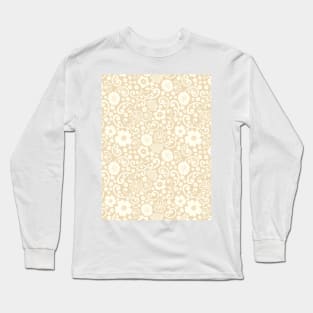 swedish kurbits Scandinavian folkart dala horse traditional vintage rosemaling beige cream Long Sleeve T-Shirt